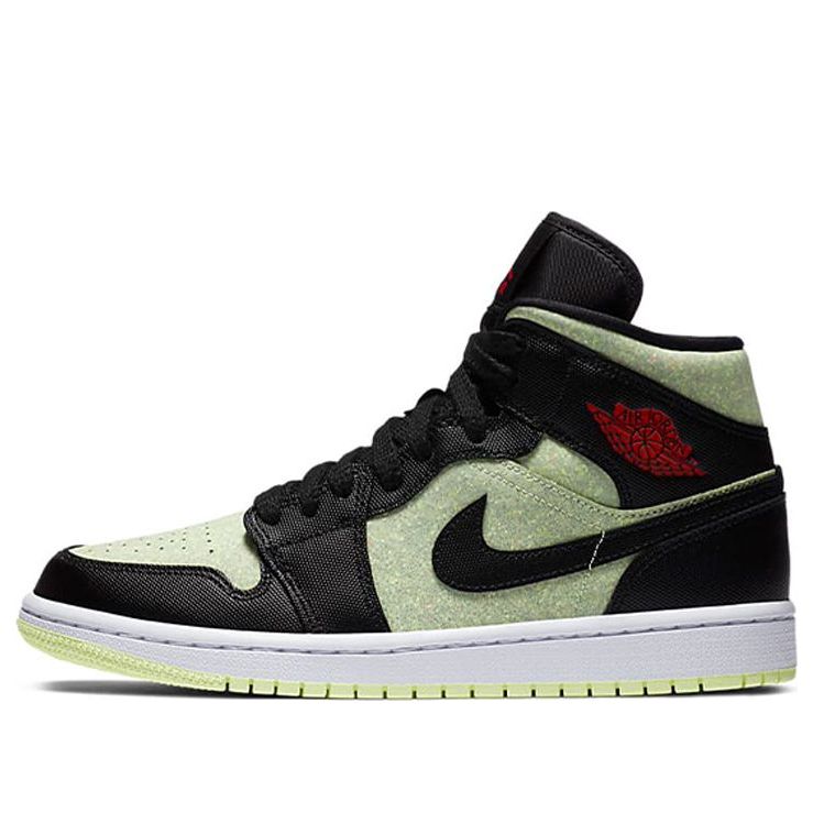 Womens WMNS Air Jordan 1 Mid SE 'Black Barely Volt' Black/Chile Red/Barely Volt CV5276-003