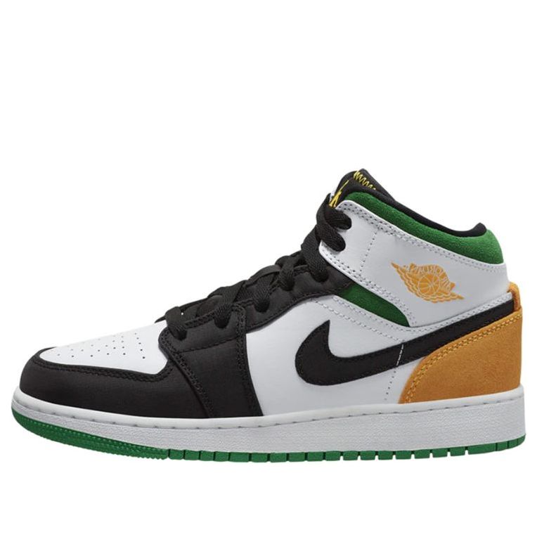 Air Jordan 1 Mid GS 'Lucky Green' White/Laser Orange/Black/Lucky Green BQ6931-101